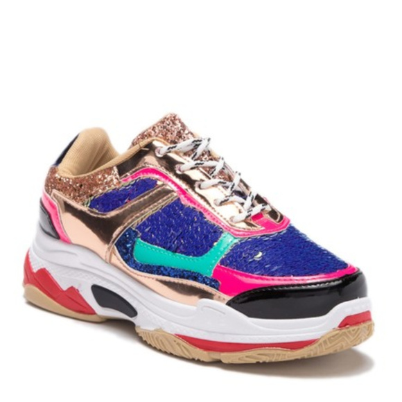 Cape Robbin Chunky Fashion Sneaker Glitter Sequin - Picture 4 of 8